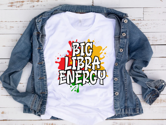 TSHIRT-BIG LIBRA ENERGY (WHITE), 5.6 oz.